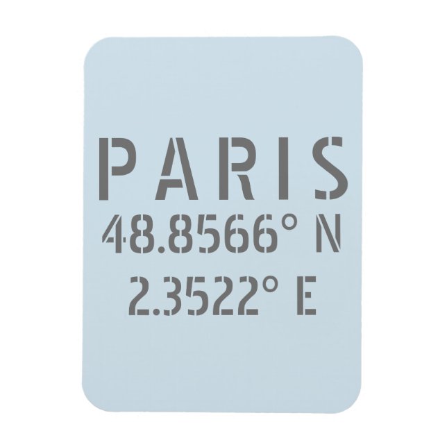 Magnet Flexible Paris Latitude & Longitude (Vertical)