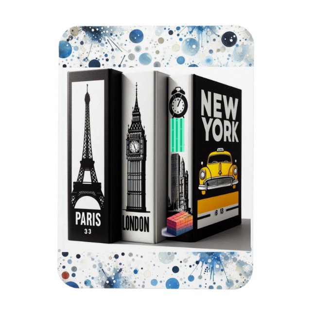 Magnet Flexible Paris Londres Livres New York  (Vertical)