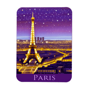 Magnet Flexible Paris sous un ciel étoilé violet