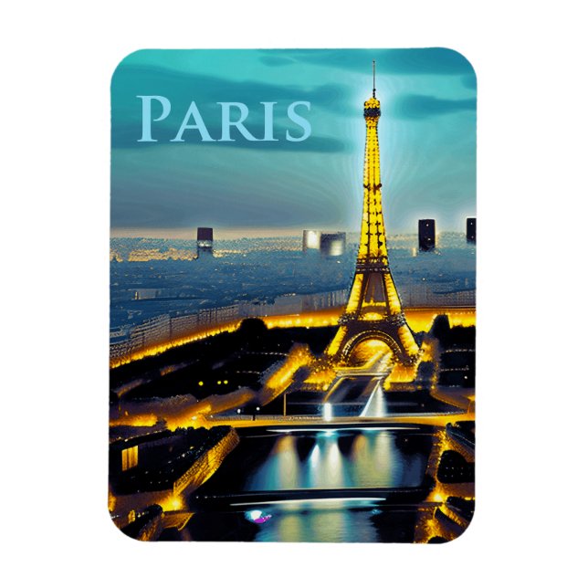 Magnet Flexible Paris Under a Turquoise Blue Twilight Sky (Vertical)