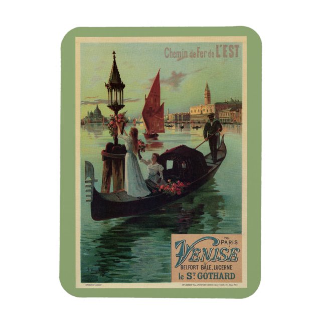 Magnet Flexible Paris Venise Italie voyage vintage et romantique (Vertical)