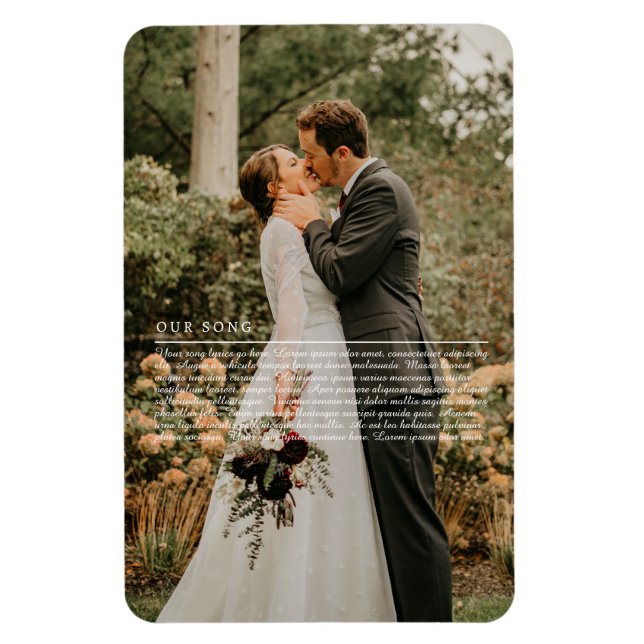 Magnet Flexible Paroles de notre chanson de mariage Photo (Vertical)