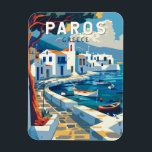 Magnet Flexible Paros Grèce Travel Art Vintage<br><div class="desc">Conception de déplacement vectoriel rétro Paros. Paros est une île grecque de la mer Egée,  connue pour ses plages et ses villages traditionnels.</div>
