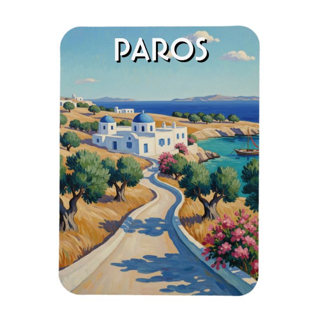 Magnet Flexible Paros Îles de Grèce Voyage Aquarelle  (Vertical)
