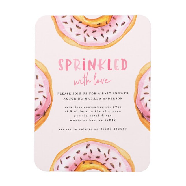 Magnet Flexible Parsemé de baby shower de beignes d'amour (Vertical)