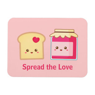 Magnet Flexible Partagez l'amour avec Cute Toast and Jam