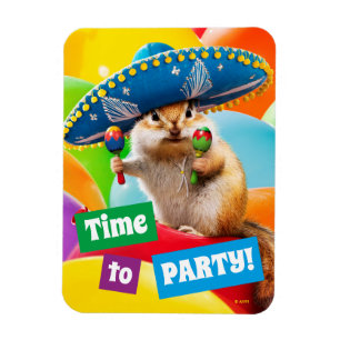 Magnet Flexible Parti Chipmunk En Sombrero