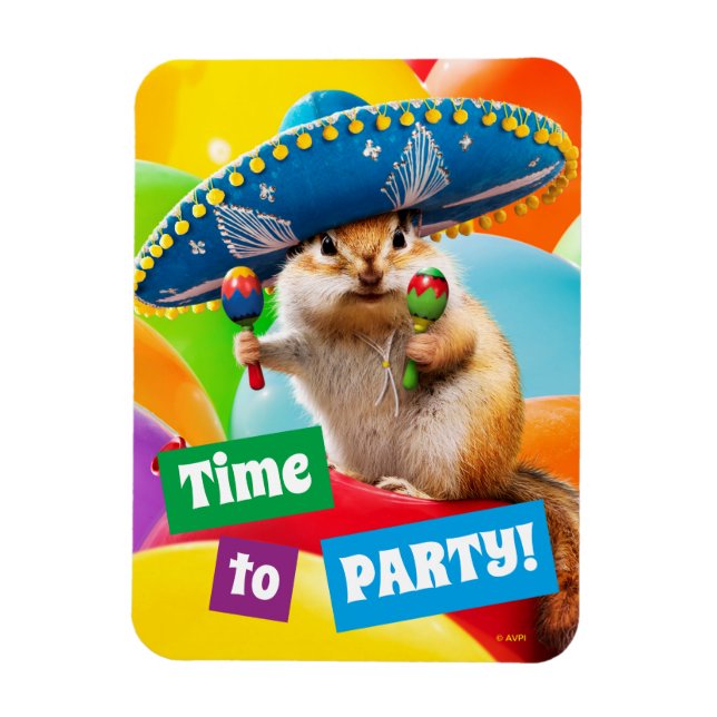 Magnet Flexible Parti Chipmunk En Sombrero (Vertical)