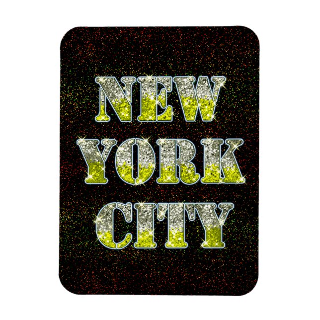 Magnet Flexible Parties scintillant d'or Silver de New York (Vertical)