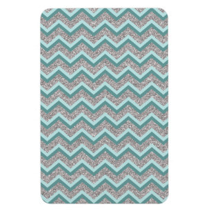 Magnet Flexible Parties scintillant en argent et ZigZag Turquoise