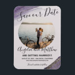 Magnet Flexible Parties scintillant moderne violet gris étincelle<br><div class="desc">Photo moderne simple étincelante enregistrer l'aimant d'invitation de date. Customisez-le avec votre propre photo et informations. Par Miri Creations - Créé pour vous seulement avec vous en tête. Tous droits réservés.</div>
