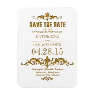 Magnet Flexible parties scintillant or vintage enregistrer la date