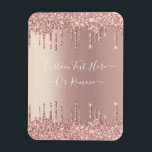 Magnet Flexible Parties scintillant rose Gold Blush Éclats Texte p<br><div class="desc">Rose Gold Blush Parties scintillant Sparkle Drips Custom Text Pink Modern - Ajouter votre texte unique ou supprimer du texte - Faire votre cadeau spécial - Redimensionner et déplacer ou supprimer et ajouter du texte / des éléments avec outil de personnalisation. Conception par MIGNED. Veuillez voir mes autres projets. Vous...</div>