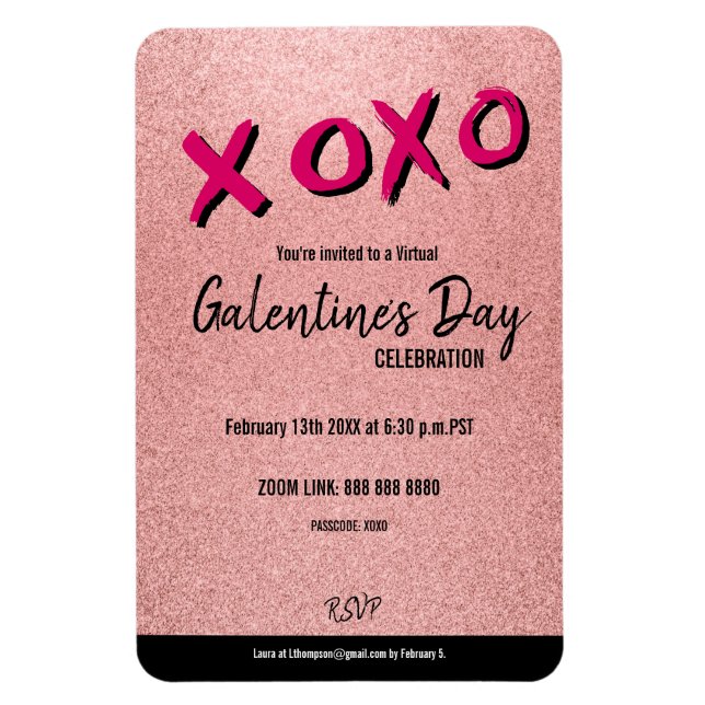 Magnet Flexible Parties scintillant rose Gold Virtual Galentine's  (Vertical)