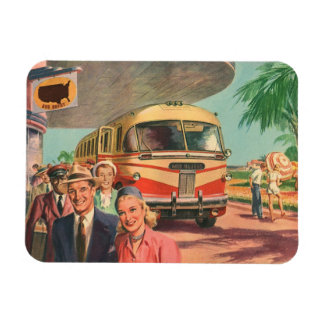 Magnet Flexible Passagers vintage en vacances à la gare routière