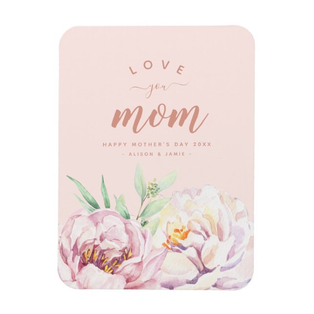 Magnet Flexible Pastel Aquarelle Florales Vous Aimez Maman Minimal (Vertical)