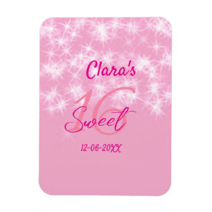 Magnet Flexible Pastel bébé rose doux 16 anniversaire ajouter nom 