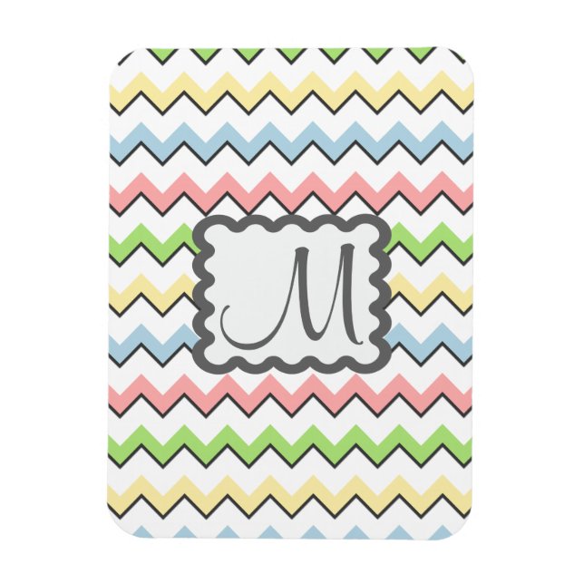 Magnet Flexible Pastel Chevron avec Monogram de Shirley Taylor (Vertical)