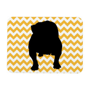 Magnet Flexible Pastel Orange Chevron Avec Ombre Bulldog Anglais