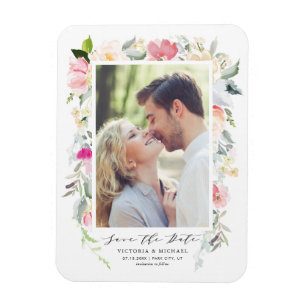 Magnet Flexible Pastel Spring Floral Blooms Frame Save the Date