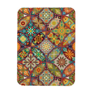Magnet Flexible patchwork vintage avec éléments de mandala fleuris