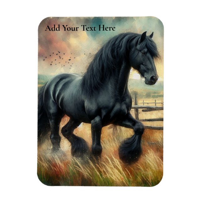 Magnet Flexible Pâte de Cheval Frésilien Noir clôtures rustiques (Vertical)