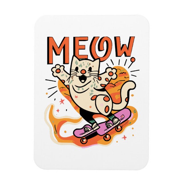 Magnet Flexible Patinage de chat Miaou (Vertical)
