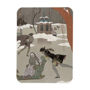 Magnet Flexible Patinage de glace sur le lac congelé, illustratio