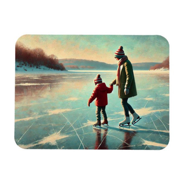 Magnet Flexible Patinage sur glace sur un lac gelé (Horizontal)