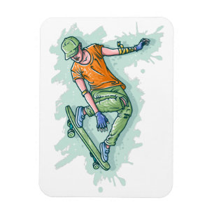 Magnet Flexible Patineur volant coloré, Illustration amusante