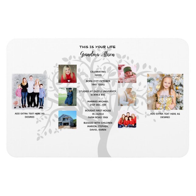 Magnet Flexible Patrimoine Grand-mère PHOTO COLLAGE Vie Histoire K (Horizontal)