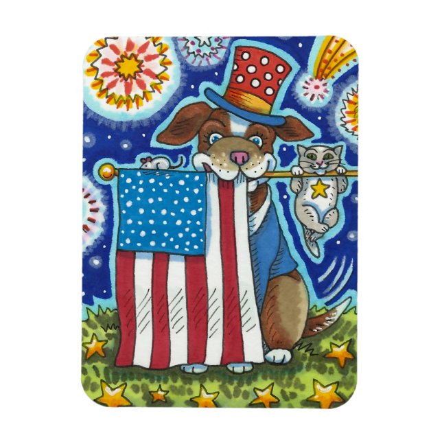 MAGNET FLEXIBLE PATRIOTIQUE DRAPEAU POIGNET CHIEN SOURIS CHAT, CUL (Vertical)