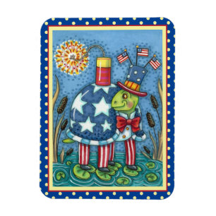 MAGNET FLEXIBLE PATRIOTIQUE ONCLE SAM TURTLE, FUNNY FIRECRACKER MÊ