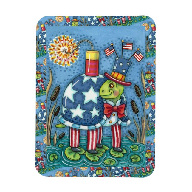 MAGNET FLEXIBLE PATRIOTIQUE ONCLE SAM TURTLE, FUNNY FIRECRACKER MÊ (Vertical)