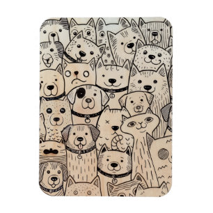 Magnet Flexible Patte Ensemble Groupe Fantaisiste de Chiens et Cha