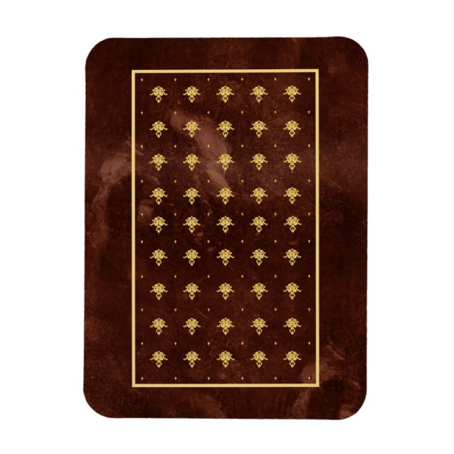 Magnet Flexible Pattern Leather Brown et Gold Damask (Vertical)