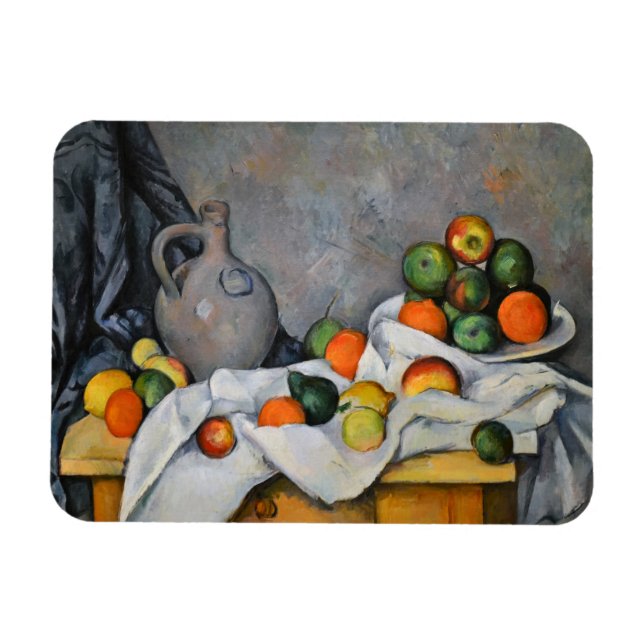 Magnet Flexible Paul Cezanne - Rideau, bol de jug et de fruits (Horizontal)
