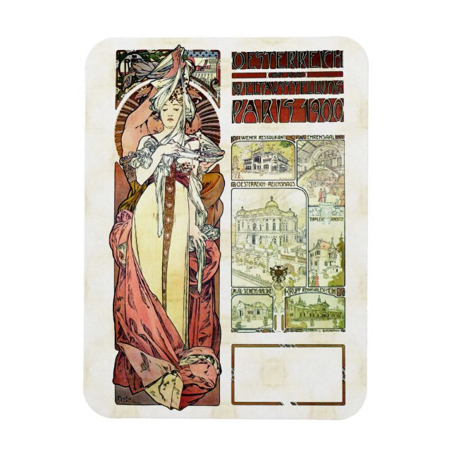 Magnet Flexible Pavillon autrichien Alfons Mucha 1900 (Vertical)
