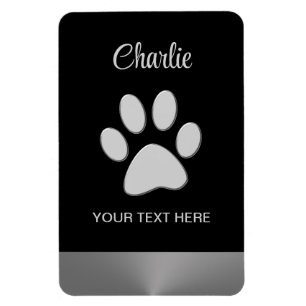 Magnet Flexible Paw Chien Argent sur arrière - plan noir