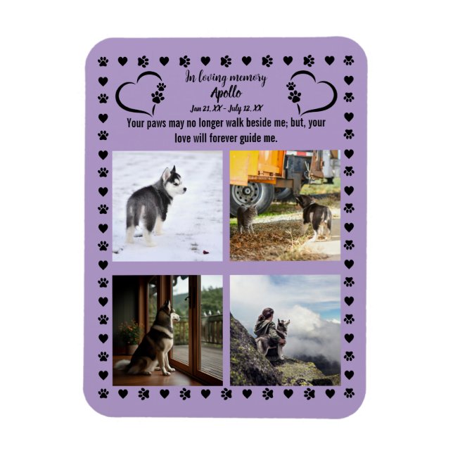 Magnet Flexible Pawprints of Love Photo (Vertical)