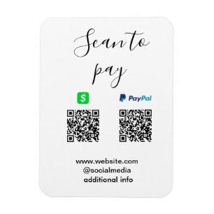 Magnet Flexible Paypal Cashapp scan pour payer QR ajoutez le nom d