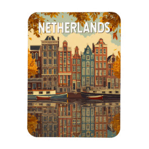 Magnet Flexible Pays-Bas Illustration Voyage Art Vintage