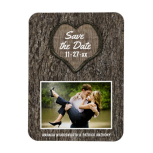 Magnet Flexible Pays Chêne sculpté rustique Sauver La Date