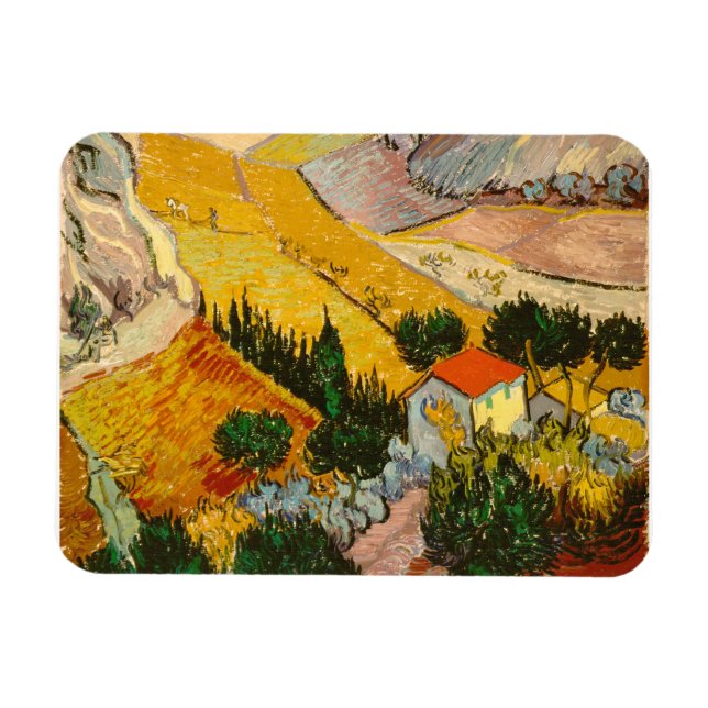 Magnet Flexible Paysage avec Maison et PloughmaVincent van Gogh (Horizontal)