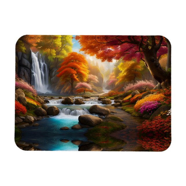 Magnet Flexible Paysage d'automne Cascades dans le parc (Horizontal)