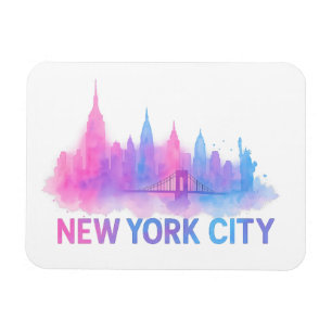 Magnet Flexible Paysage de New York à l'aquarelle – Pont Néon