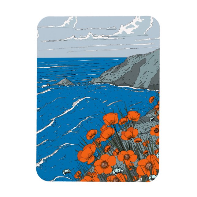 Magnet Flexible Paysage de prairie de fleurs sauvages  (Vertical)