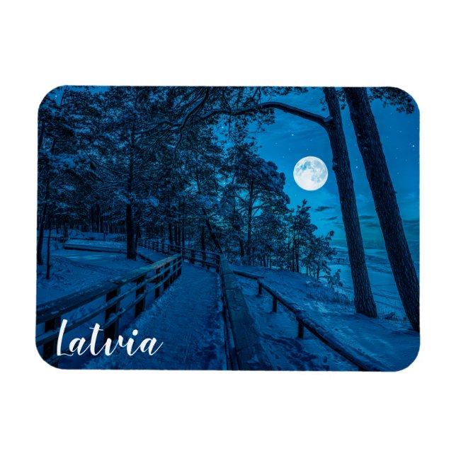 Magnet Flexible Paysage d'hiver avec pinède enneigée (Horizontal)