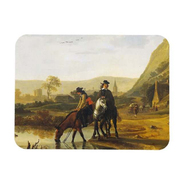 Magnet Flexible Paysage fluvial avec cavaliers Aelbert Cuyp (Horizontal)