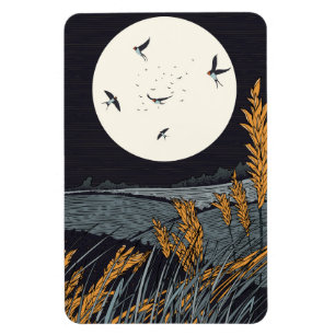 Magnet Flexible Paysage japonais vintage la nuit